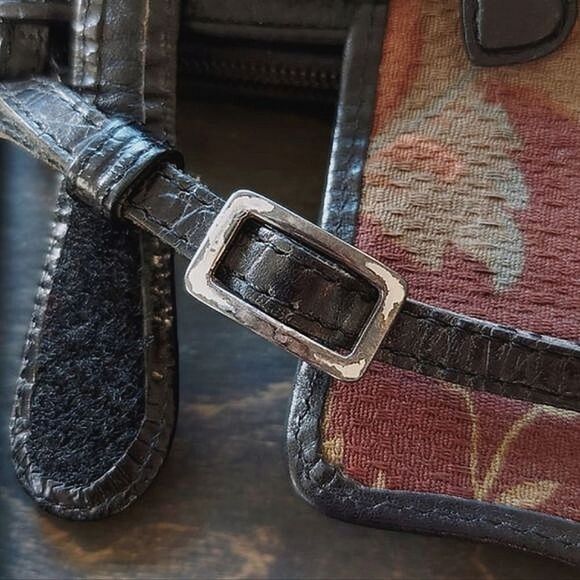 Vtg 90s black pebbled leather multi-pocket crossbody mini bag - Picture 13 of 16